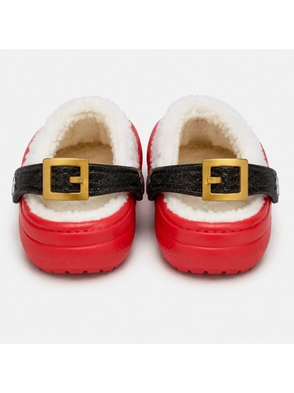 Crocs Classic Lined Santa Clog Toddler C7 Red Black Fuzzy Christmas Holiday